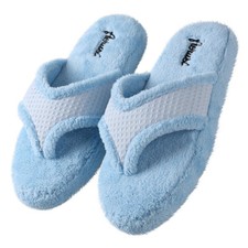 Ice Blue Aerusi Women Soft Foam Sole Open Toe Relax Spa Bedroom Slippers Size 9