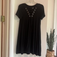 Alya Dress Womens Small, Black Stretchy Dress With Silver Made In USA.