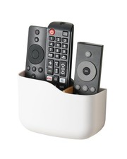 1 PCS TV Remote Holder Wall Mount Universal Bedside Caddy Organizer White