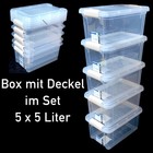 Aufbewahrungsbox mit Deckel 5er Set 5,0 Liter Kunststoffbox Plastikbox Box Koop.