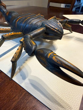 Black & Yellow Scorpion Sculpture , Hand Made, Real Wood, Animal Decor