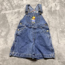 VTG Disney Winnie The Pooh Shortalls Overalls Y2K 90s Toddler S Flowers Jean