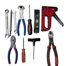 Lote mixto de herramientas de mano llaves Stanley Craftsman alicates pistola grapa nivel 11 piezas K2