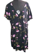 Wild Fable Black Flower print Dress Buttons on front Skater Mini NWT Size XXL