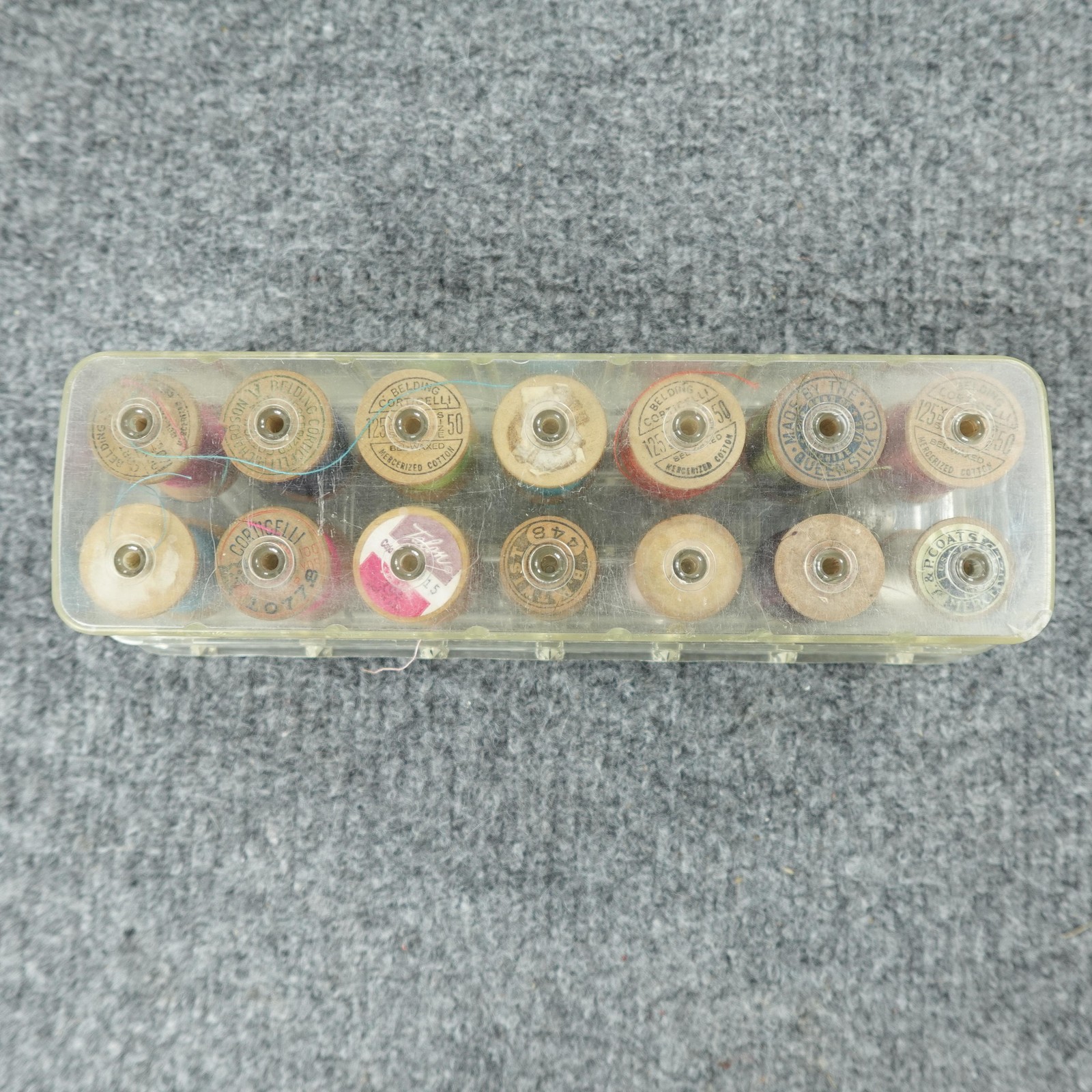 Vintage Tidee Maid Deluxe Thread Box Sewing Organizer Lot of 2 w/ Wooden Spools