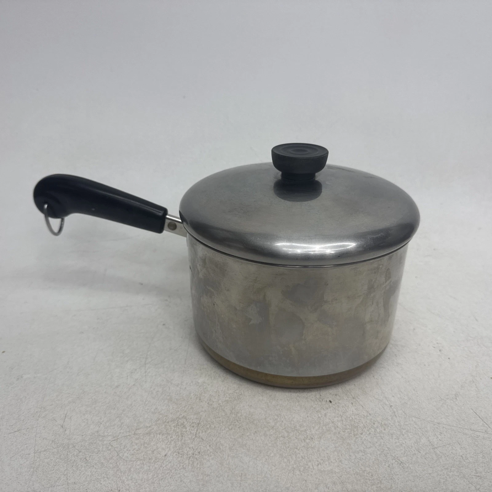 Revere Ware 3 qt Pre-1968 Copper Bottom Stainless Steel Saucepan & Lid USA