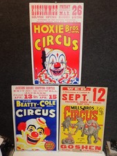 Lot of 3 Vintage Circus Window Card Posters H...