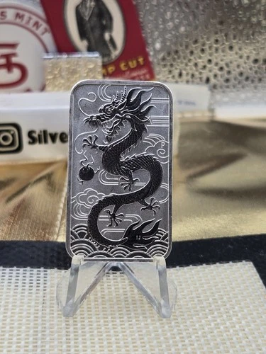 2018 Perth Mint Silver Dragon Bar 1 oz .9999 Fine Silver – BU – Fresh From Mint