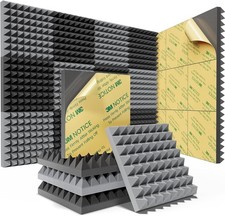 Sound Proof Foam Panels for Walls Self-Adhesive 12 Pack Pyramid 2" X 12" X 12"