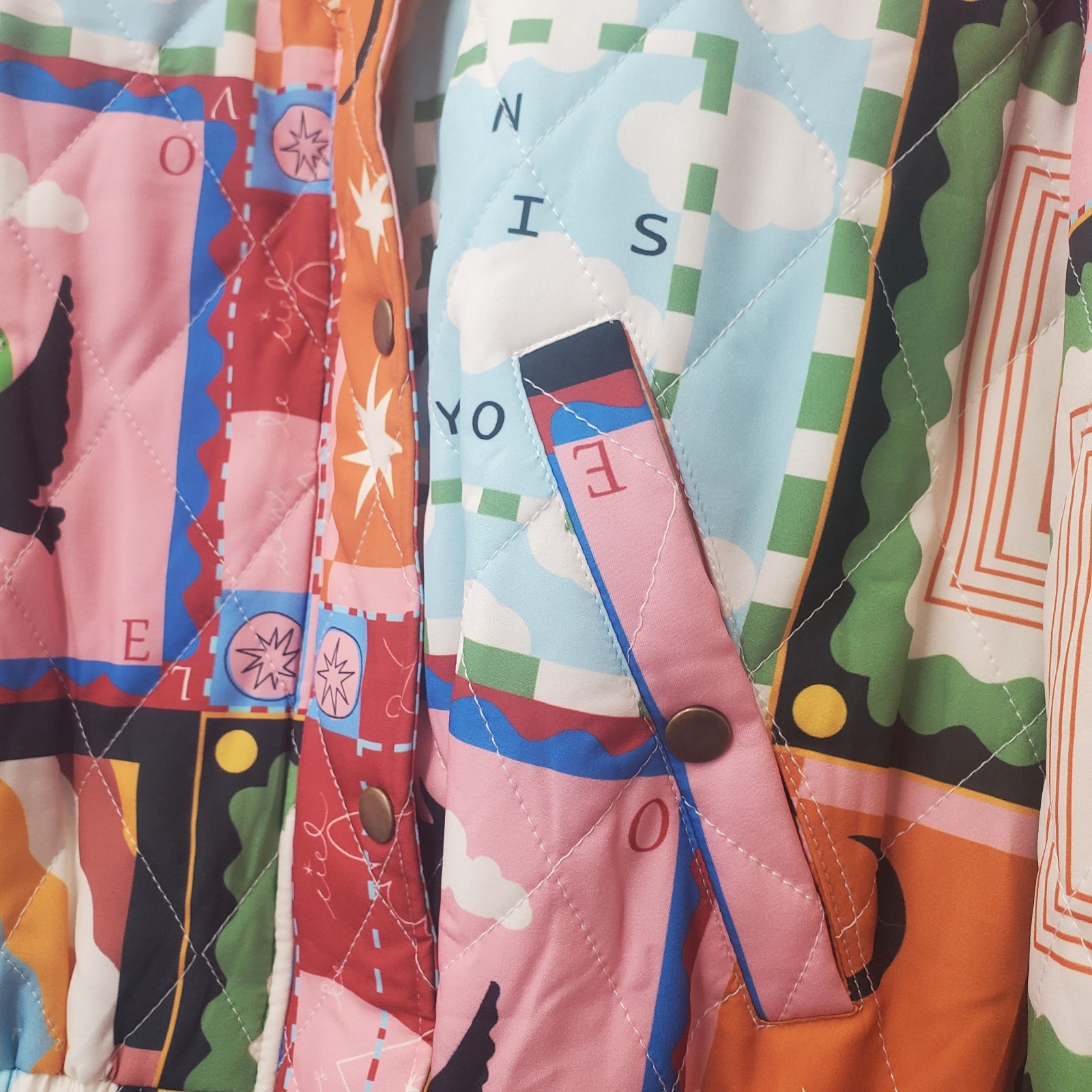 Sunday Up Quilted Patchwork Jacket Size Small Ecl… - image 4