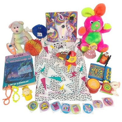 Ultimate 90's Starter Kit XL T-Shirt Toy Goosebumps Koosh Plush Sticker Junk Lot
