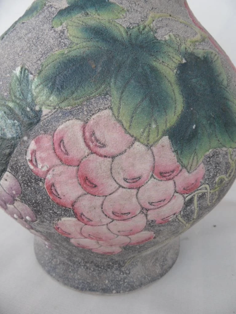 Large Vintage 1980s Chinese Rough Cast Porcelain Hand Painted Vase made in China