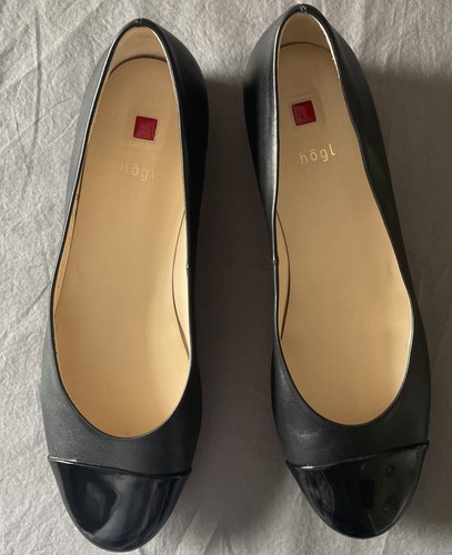 Hogl black cap toe Ladies Flats UK Size 6.5 US Size 9