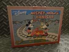 Disney Mickey Mouse Handcar Wind-Up Toy Schylling w Box Key Minnie Pluto