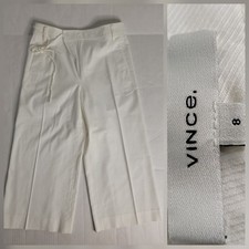 VINCE Pants Womens SZ 8 Tie Waist Wide Leg cropped Cotton Twill Coastal Trousers