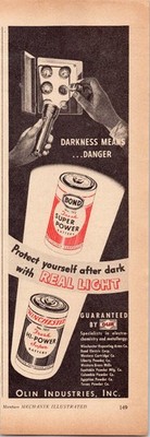 Bond Winchester Olin 1940s Vintage Battery Flashlight Magazine Print Ad