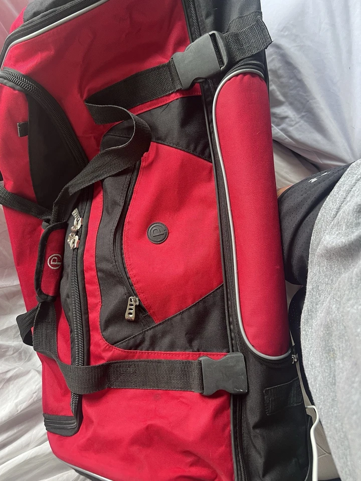 Bolsa de viaje a cuadros Protégé Rolling Gym L roja negra ruedas mango ajustable Foto 2 de 4