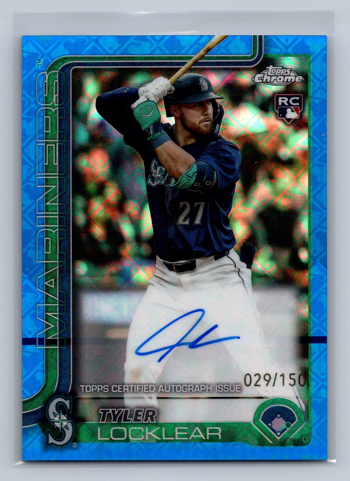 2025 TOPPS CHROME LOGOFRACTOR TYLER LOCKLEAR ROOKIE AUTO BLUE REFRACTOR SP #/150
