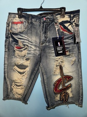 UNK Cleveland Cavaliers NBA Denium Shorts. Tons of Patchwork. Size 34