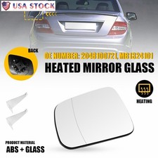 Mirror Glass For Mercedes Benz C230 C250 C300 C350 C63 AMG Driver Side Heated