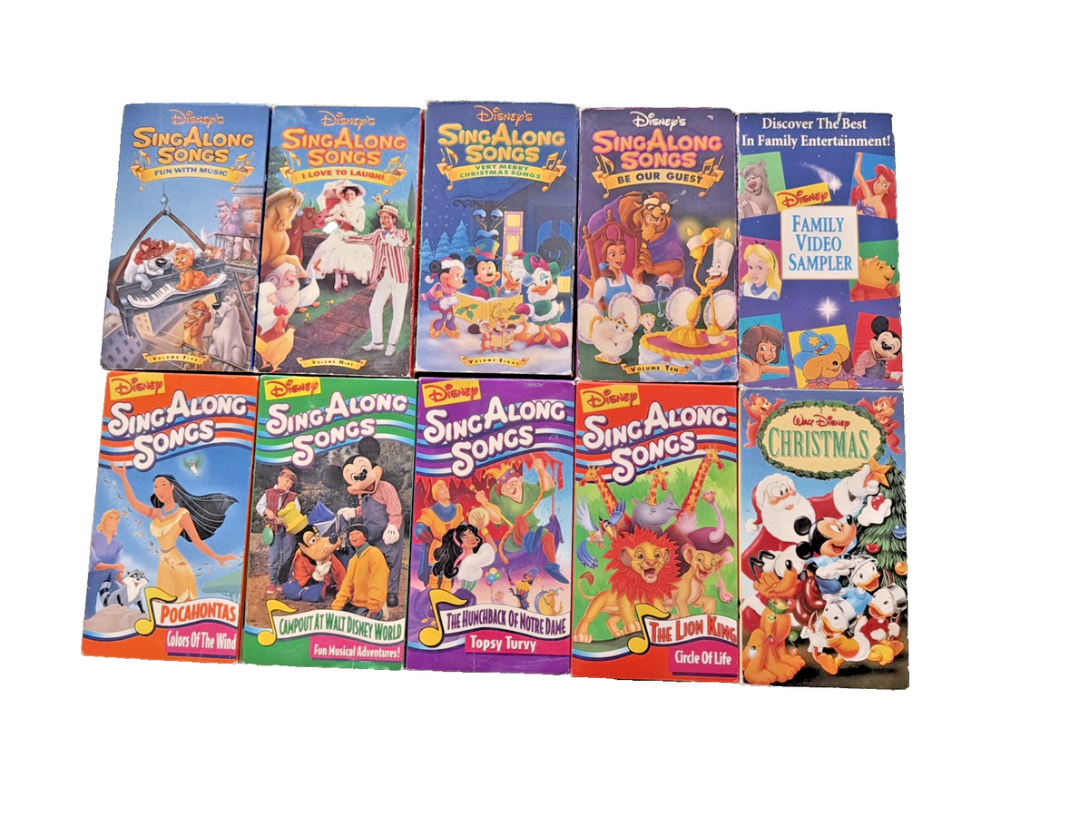 Disney's Sing Alongセット 90s Disney Sing Along Song Nostalgia VHS Lot 10 Movies Vintage