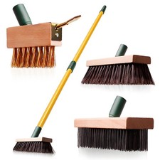BLUEMARS 3-in-1 Wire Broom Weed Brush Set, Telescopic Pole for Patio & Garden