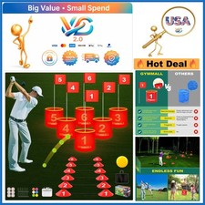 Golf Yard Bucket Game Set 6 Holes with LED Lights Flags for Kids Adults