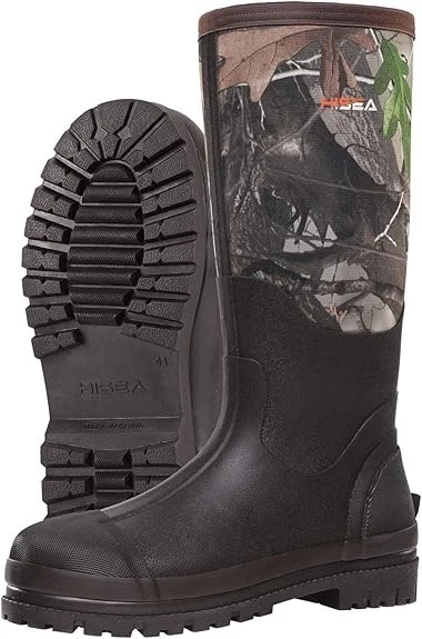 HISEA Men's Boot Waterproof Anti-Corrosion Fishing Hunting Mud Work Boot Sz 6