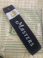 NWT Rare Color Navy Blue Gold Masters Tournament Tri-Fold Golf Towel With Clip