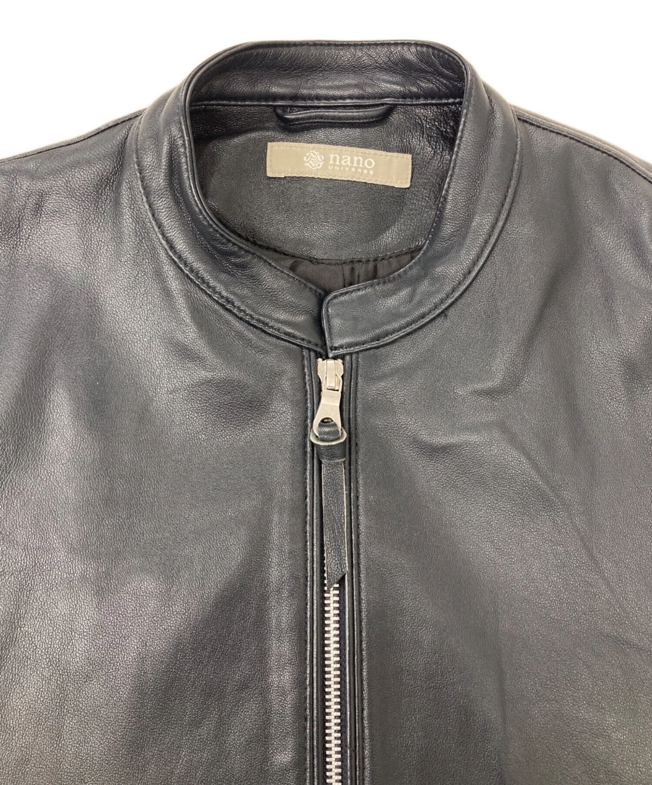 Nano Universe Single Leather Riders Jacket Men's Size S Black image 3