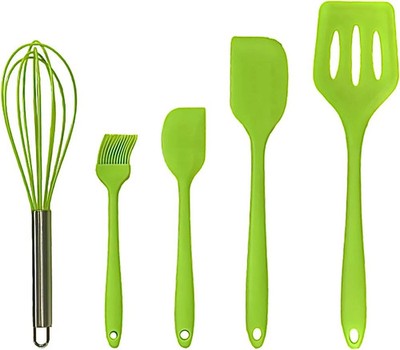 Kitchen Set of 5-Piece Silicone Utensils   600°F Heat Resistant Set-5, Green 