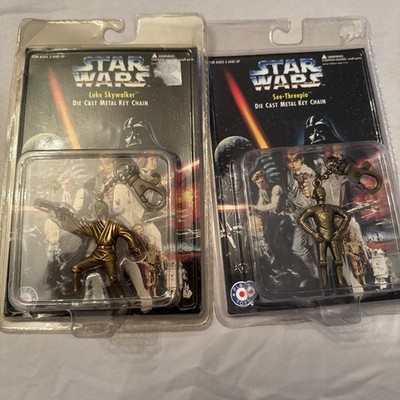 Set of 2 - Vintage 1996 Star Wars Metal Die Cast Key Chain