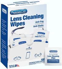 PhysiciansCare Pre-Moistened Anti-Fog, Anti-Static Lens 100 Count (Pack of 1) 