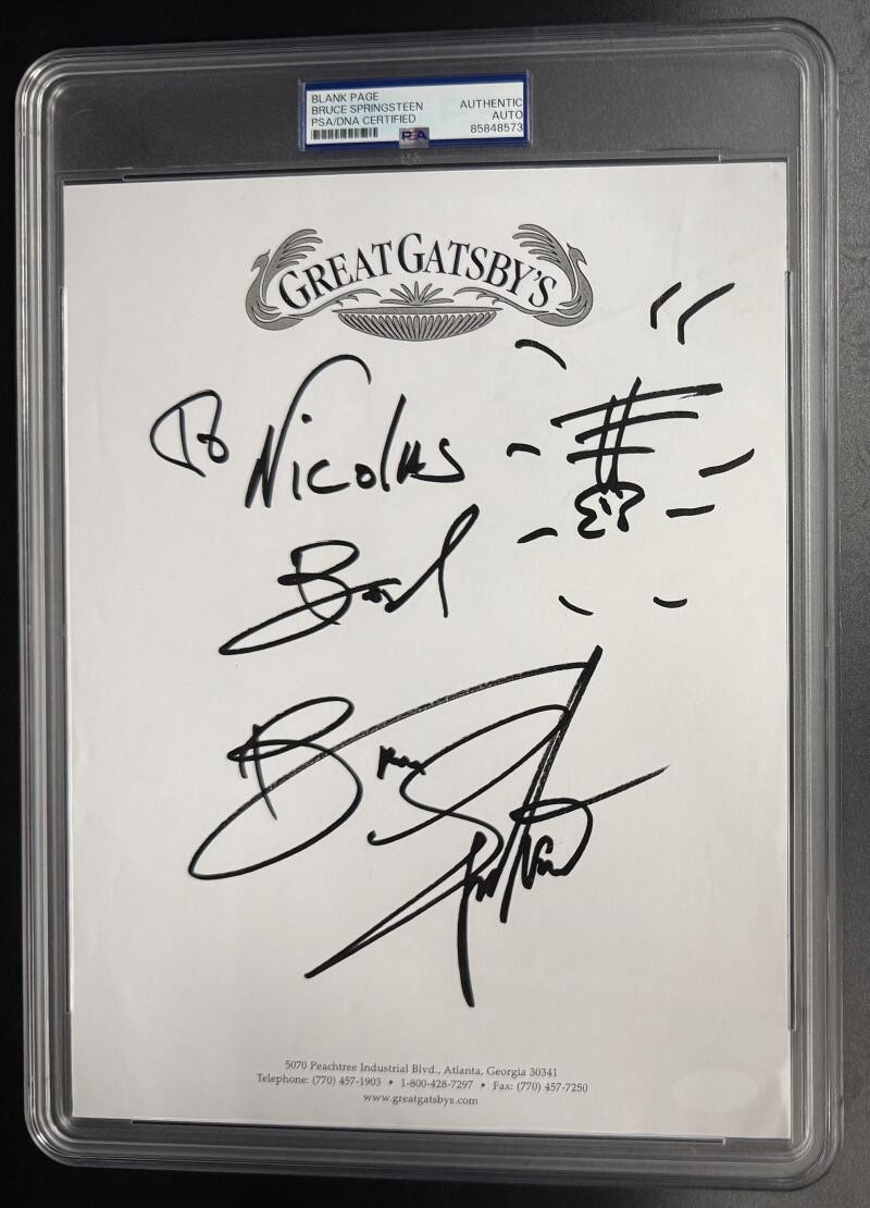 Bruce Springsteen Signed Autograph PSA/DNA Slabbed Original Art Guitar Sketch