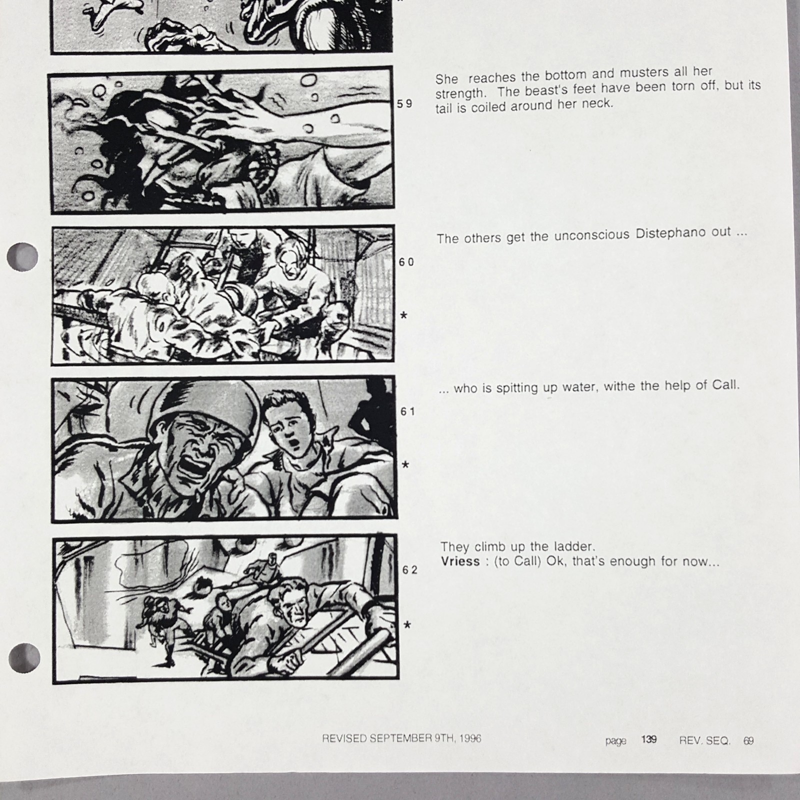Image 4 of Alien: Resurrection - Production Used Storyboard, Face Hugger on Ripley, COA