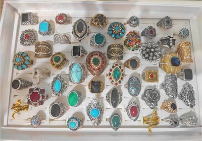 Vintage Metal Statement Rings 20pcs Wholesale Mixed Style Unisex Jewelry Bulk