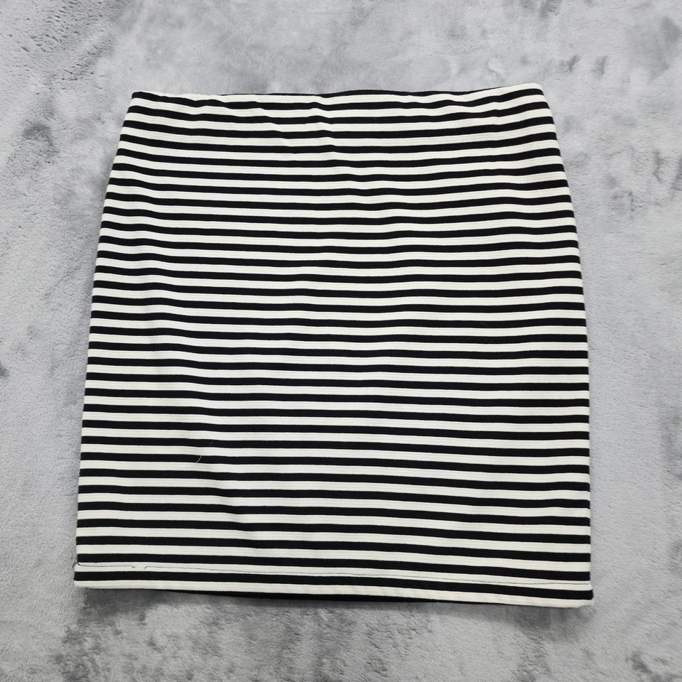 Antigua Falda Azul Marino Para Mujer M Negra Blanca Rayas Pull On Elastizada Tejido Lápiz Preppy Foto 2 de 4
