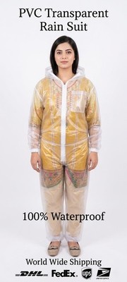 Women's Transparent PVC Rain Suit 100% Waterproof