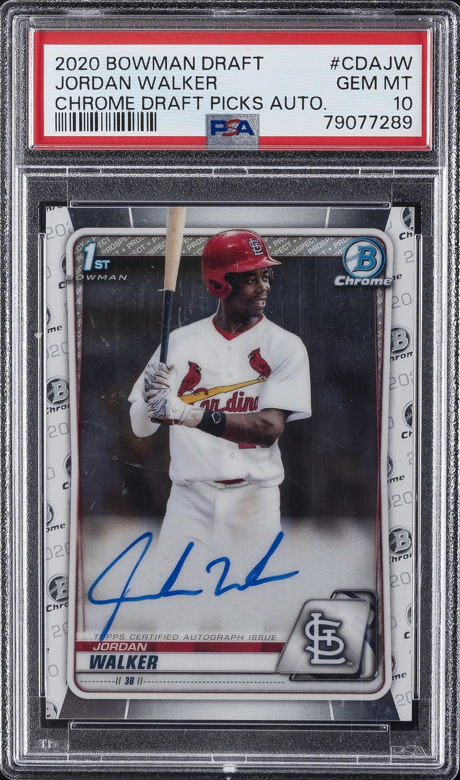 2020 BOWMAN DRAFT CHROME DRAFT PICKS AUTOS #CDAJW JORDAN WALKER PSA 10 AUTO