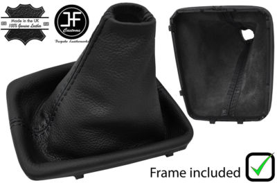 BLACK STITCH LEATHER MANUAL BOOT+PLASTIC FRAME FITS VW GOLF SV