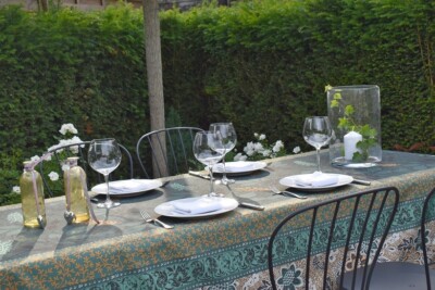 Tablecloth Provence 130X150 Cm Green Beige With Vines From France Non-Iron