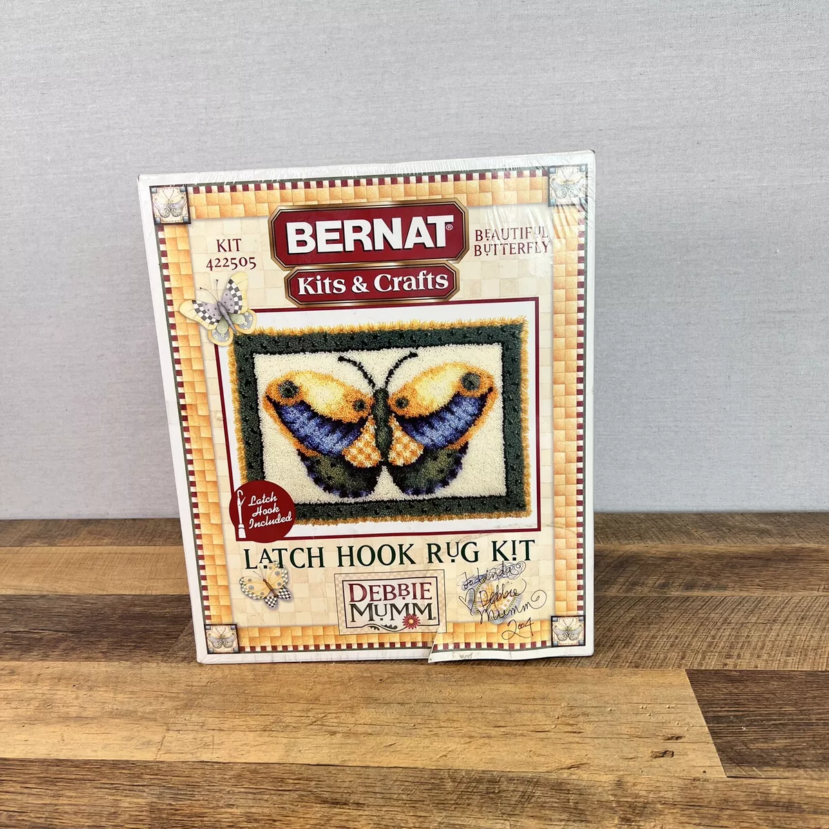 NEW Vintage Bernat Latch Hook Kit Debbie Mumm BEAUTIFUL BUTTERFLY
