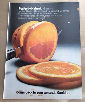 Sunkist orange print ad 1972 originl vintage 70s retro food