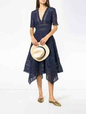 ZIMMERMANN NWT $595 Paradiso Navy Embroidered cotton resort dress size 0