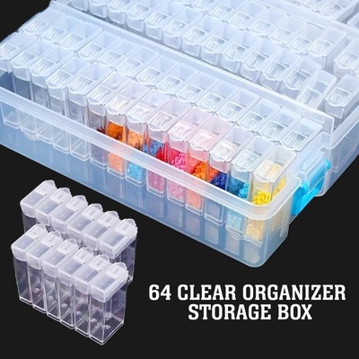 64 Topf Klar Kunststoff Perlen Aufbewahrungsboxen Organizer Tablett Perlen Stickerei Etui