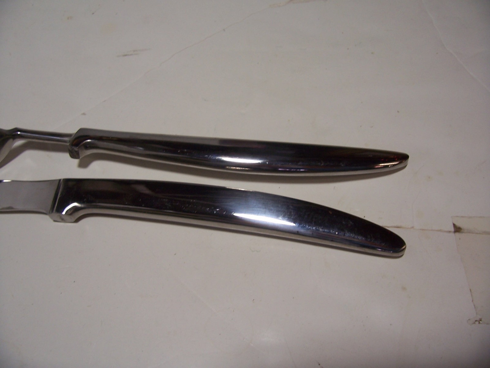 VTG MARKED JAPAN STAINLESS STEEL CARVING KNIFE &  FORK SET EXCELLENT CONDITION