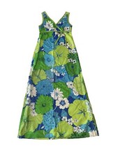 Vintage Saks Fifth Avenue Dress Green Tank Size 3 Knee Length 60s 70s Hawaii