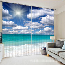 3D Sky sea 3663 Blockout Photo Curtain Printing Curtains Drapes Fabric Window AU