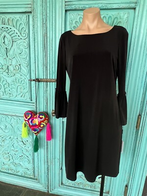calvin klein black dress with bell sleeves Calvin Klein Womens Bell Sleeve Sheath Dress, Black, 8