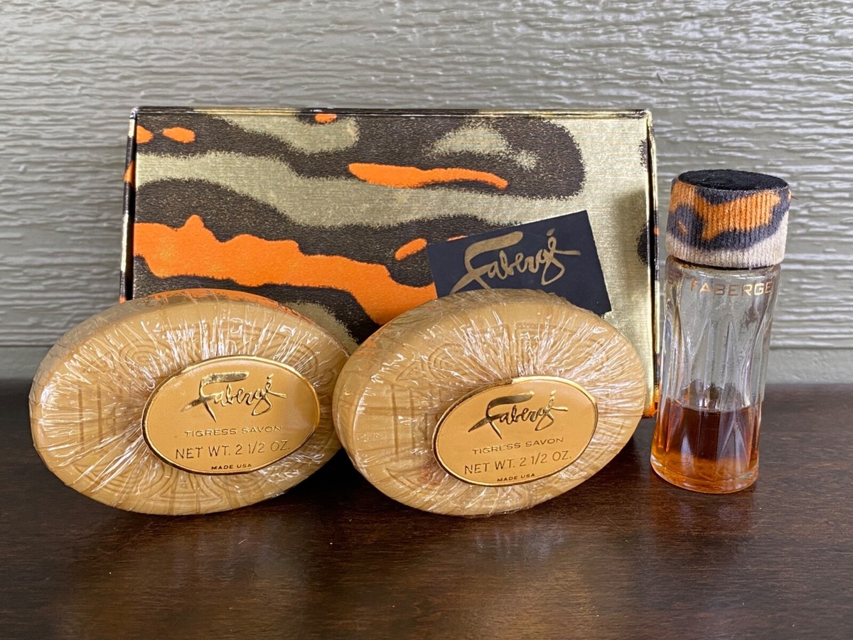 Vintage Tigress Debutette Cologne Gift Set in Box Bar Soaps Perfume Bottle